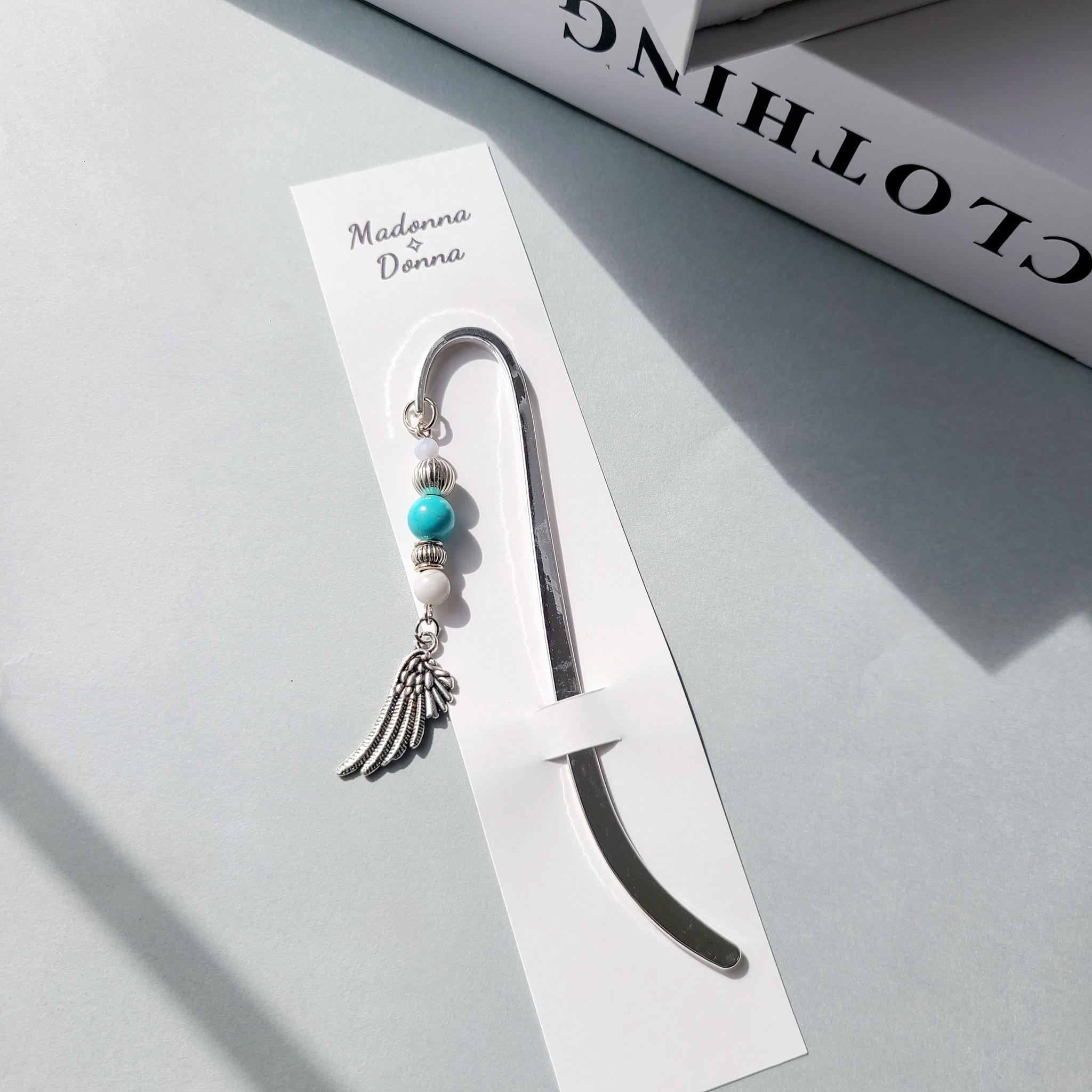 宝石のしおり 【旅と友情の翼】 ターコイズ　ハウライト　ブックマーカー （手帳・本・ガイドなどに）《ギフト配送対応》